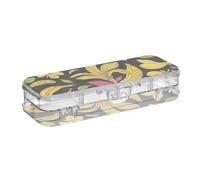EtherSpher Fruit Banana Floral Fashion Black Yellow Designed Clear Pencils Box 2 Layer Pens Hard Case For Stationery Supplies With Snap Lid