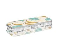 EtherSpher Fruit Banana Floral Leaf Yellow Cyan Designed Clear Pencils Box 2 Layer Hard Pens Case For Stationery With Snap Lid