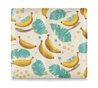EtherSpher Fruit Banana Floral Leaf Yellow Cyan Premium Leather Car Registration and Insurance Card Holder Glove Box Compartment Organizer for ID, Driver's License, Key Contact Information Cards