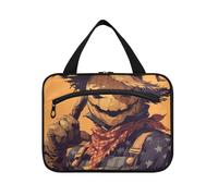 EtherSpher Funny Cartoon Scarecrow Orange hanging travel makeup organizer with hook, designer compact toiletries bag for men cruises bolsas para maquillaje L, funny cartoon Scarecrow orange, L
