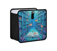 EtherSpher Funny Ocean Library Book Fish Blue Hanging Reusable Car Garbage Bag Car Garbage Can Small