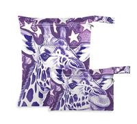 EtherSpher Giraffe Purple Face zippered bags for diaper 2 Pack diaper bag essential items with handles for pool, gym