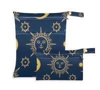 EtherSpher Gold Boho Sun Moon zippered bag for swimming 2 Pack travel essentials for babies with handles for pool, yoga