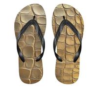EtherSpher Gold Crocodiles Skin Texture rubber men flip flops comfortable mens flip for Outdoor Swimming, Hiking, Travel yoga