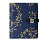 EtherSpher Gold Zodiac Sign Astrology Navy Blue leather lined journal notebook water proof cover college ruled notebook for working 6.7x9.2