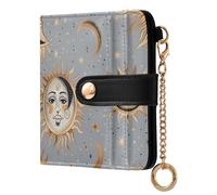 EtherSpher Golden Celestial Voodoo Style Cute Ladies Lightweight Foldable Wallet PU Leather Card Wallet for Men Women Travel