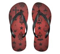 EtherSpher Gothic Red and Black Crosses rubber flip flops for men lightweight men flip for Outdoor Swimming, Hiking, Travel party