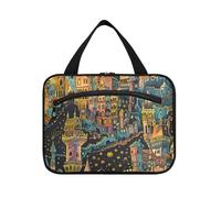 EtherSpher Grand Castle in Medieval Style hanging bag travel cosmetic bag with hook, designer fashion shave kit for accessories must haves vacation estuche para guardar maquillaje L, Grand Castle in
