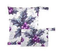 EtherSpher Grapes Purple White washable waterproof wet bag 2 Pack wet bag for swimsuit with handles for yoga, daycare