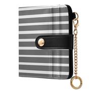 EtherSpher Gray Horizontal Stripes Waterproof Women's Folding Wallet with Card Slots Everyday PU Leather Wallet for Women Boys Girls