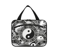 EtherSpher Gray Tai Chi Bagua Formation hanging travel toiletry bag for women with hook, designer fashion shave kit for travel accessories cruises estuche de maquillaje para mujer L, Gray Tai Chi