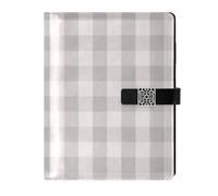 EtherSpher Grayish-pink Checkered Pattern leather lined subject notebook water proof cover subject college ruled for travelling 6.7x9.2