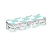 EtherSpher Green and White American Plaid Designed Clear Pencils Box Double Deck Pens Marker Case For Craft Art With Lid