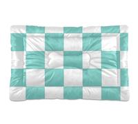 EtherSpher Green and White American Plaid Washable Dog Cat Bed Soft Comfortable Anti-Slip Bottom Kennel Pad for Medium/Large Dogs 36" x 24"