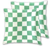 EtherSpher Green Beige Checker Plaid Decorative Body Pillow Pillowcase Empty Pillow case with Zipper Twin Pillowcase Halloween Decor 18x18