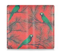 EtherSpher Green Scarlet Macaw Red Pine Trees Merry Christmas Pu Leather Car Registration and Insurance Holder Document Wallet for Cards, Essential Document Driver License, Green Scarlet Macaw Red