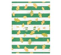 EtherSpher Green White Striped Ginkgo Biloba Leaf Stroller Sun Shade Cover UV Protection Seat Sun Shade,protects from Dust and Snow stroller parasol