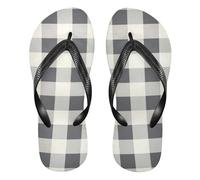 EtherSpher Gunmetal Gingham Print rubber women flip flops lightweight beach sandals for Shower Swimming Pool beach