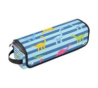 EtherSpher Hair Tool Travel Bag for Women with Iron Mat Hair Tools Organizer Storage Bag for Flat Irons, Straighteners, Curling Irons, Colorful Dinosaur Blue Striped Travel Essentials for Women,