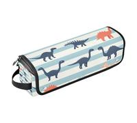 EtherSpher Hair Tools Travel Bag with Heat Resistant Mat Waterproof Hair Tools Travel Organizer for Curling Iron Straightener Flat Hair Dryer, Colorful Dinosaur Blue Striped Trave Case for Women