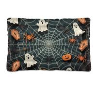 EtherSpher Halloween Black Spider Web Washable Dog Bed Mat Soft Comfortable Anti-Slip Bottom Pet Bed for Large Jumbo Medium Small Dogs 36" x 24"
