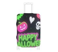 EtherSpher Halloween Ghosts Heart Pumpkin Neon Green Pink Elastic Carry on Luggage Cover Protector Washable Suitcase Covers Luggage Protectors Fit 18-32 Inch Luggage
