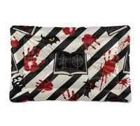 EtherSpher Halloween Red Devil's Eye Blood Handprint Washable Pet Sleeping Mat Soft Comfortable Anti-Slip Bottom Pet Kennel Beds for Medium/Large Dogs 36" x 24"