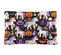 EtherSpher Halloween Yellow Pumpkin unicorns Washable Dog Bed Mat Soft Comfortable Anti-Slip Bottom Pet Bed for Medium/Large Dogs 36" x 24"