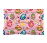 EtherSpher Happy Easter Eggs Peach Washable Dog Sleeping Mattress Soft Anti-Slip Dog Cat Bed for Medium/Large Dogs 36" x 24"