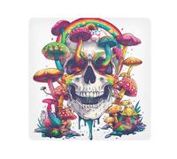 EtherSpher Happy Skull Rainbow Mushroom World Toiletries Pouchs Cloth Self Adhesive Organizer Wrap 21.7 X 21.7 Wrapper For Toiletries, happy skull rainbow mushroom world, 21.7x21.7in