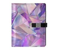 EtherSpher Holographic Shine Pattern Lavender Pattern leather lined ruled notebook delicate notebooks college ruled for travelling 6.7x9.2