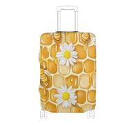 EtherSpher Honeycomb Background with Bees and Daisies Elastic Luggage Covers Washable suitcases Cover Luggage Protection Fit 18-32 Inch Luggage