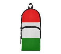 EtherSpher Hungary Flag Nylon 3 Compartments Pencil Bag with Zipper Big Capacity Pen Pencil Case Stationery pouching Organizer for Teen Boys College 1600ml