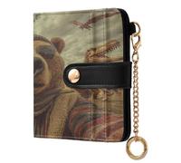 EtherSpher Ice Age Dino Bear Selfie Fancy Women's Leather Folding Wallet Everyday PU Leather Wallet for Women Girls