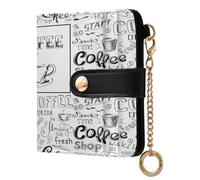 EtherSpher Illustration of Grey Coffee Waterproof Ladies PU Leather Bifold Wallet PU Leather Wallet for Women