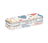 EtherSpher Independence Day Blue and Red Balloons Designed Clear Pencil Box Double Layer Pens Marker Case For Stationery Supplies With Snap And Lid