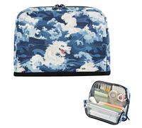 EtherSpher Japanese Monster Blue Waves Pencil Case Holder Large Capacity Pen Case Cosmetic Large Organizer Box for Man Kindergarten cartucheras para ninos