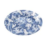 EtherSpher Japanese Style Blue Dog Waves Calming Anti Anxiety Pet Cat Beds fluffier Puppy Beds for Extra Small Size Pets Supplies accesorios para perros grandes