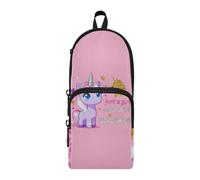 EtherSpher Just A Girl Who Loves Unicorns Nylon 3 Compartments Pencil Bag with Zipper Study&Multifunctional Big Pencil Case with Zipper Stationery pouching Bag for Man Elementary 1600ml