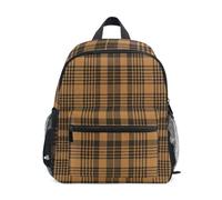 EtherSpher kids kindergarten backpack with name tag Vintage Buffalo Plaid Checked Brown
