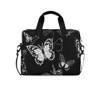 EtherSpher Laptop Sleeve Case 15-16 Inch Concise Laptop Cases Black Rose Butterfly Case Bag with Zipper for Work Journey
