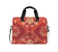 EtherSpher Laptop Sleeve Case 15-16 Inch Concise Laptop Storage Bag Red Plaid Pattern Traditional Chinese Case Hard Cover with Zipper for Men Women