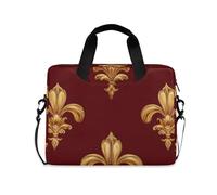 EtherSpher Laptop Sleeve Case 15-16 Inch Cool Laptop Bag with Zipper Fleur-de-lis Gold Red Valentine Computer Bag with Zipper for Travel Business