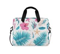 EtherSpher Laptop Sleeve Case 15-16 Inch Polyester Laptop Carrying Case with Zipper Tropical Red Flowers Palm Leaves starfishes Bright Turquoise with Zipper for Travel Business