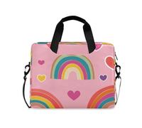 EtherSpher Laptop Sleeve Case 15-16 Inch Soft Lining Computer Bag Valentine Pink Rainbows and Hearts Case with Zipper for Work Journey