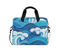 EtherSpher Laptop Sleeve Case 15-16 Inch Water Resistant Laptop Sleeves Chinese Culture Wave Pattern Blue Carrying Bag with Zipper for Work Journey