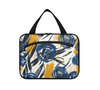 EtherSpher Large Indigo Roses Doodles Blue hanging travel tote bags for women with hook, designer chic cosmetic makeup bag for travel essentials for women hotel organizador de maquillaje para L, large