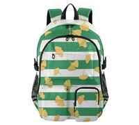 EtherSpher Large Travel Backpack for Men Green White Striped Ginkgo Biloba Leaf School Bookbag for Teen Boys 17 5 inch College Backpacks Adult Office Back Pack mochilas grandes para hombres 7-18