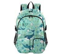 EtherSpher Large Travel Backpack for Women Delicate Cartoon Orca Green College School Bookbag 17.5" Mens Backpack for Traveling Business Back Pack mochilas grandes 7-18