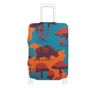 EtherSpher Lazy Buffalo Mushroom Blue and Orange Elastic Fabric Luggage Cover Anti Scratch suitcases Cover Travel Accessory Fit 18-32 Inch Luggage